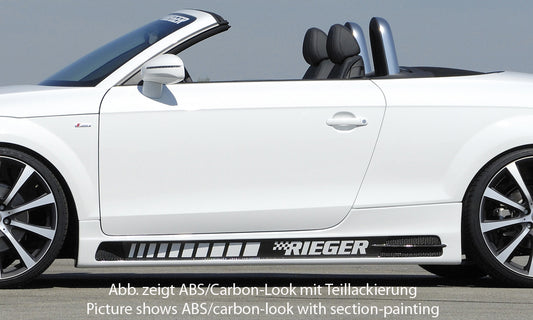 Audi TT (8J) Rieger Seitenschweller    links, ABS, Carbon-Look, für Fzg. mit S-Line Exterieur und ohne S-Line Exterieur, 
inkl. Alugitter, Gutachten, Montagezubehör