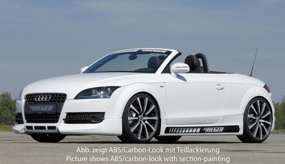 Audi TT (8J) Rieger Seitenschweller    links, ABS, Carbon-Look, für Fzg. mit S-Line Exterieur und ohne S-Line Exterieur, 
inkl. Alugitter, Gutachten, Montagezubehör