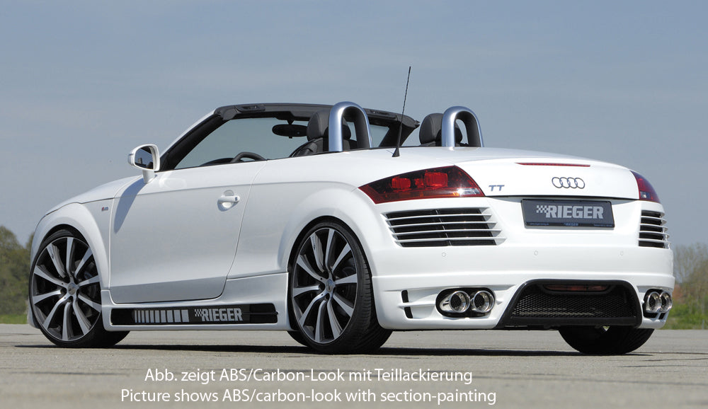Audi TT (8J) Rieger Seitenschweller    rechts, ABS, Carbon-Look, für Fzg. mit S-Line Exterieur und ohne S-Line Exterieur, 
inkl. Alugitter, Gutachten, Montagezubehör