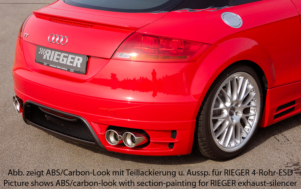 Audi TT (8J) Rieger Heckansatz    für Endrohr li. u. re., ABS, Carbon-Look, für Fzg. ohne S-Line Exterieur, 
inkl. Alugitter, Gutachten, Montagezubehör