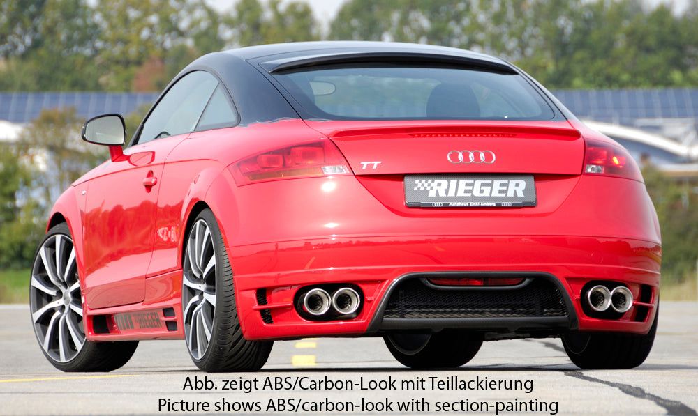 Audi TT (8J) Rieger Heckansatz  für Doppelendrohr li. u. re., ABS, Carbon-Look, für Fzg. ohne S-Line Exterieur, 
inkl. Alugitter, Gutachten, Montagezubehör
