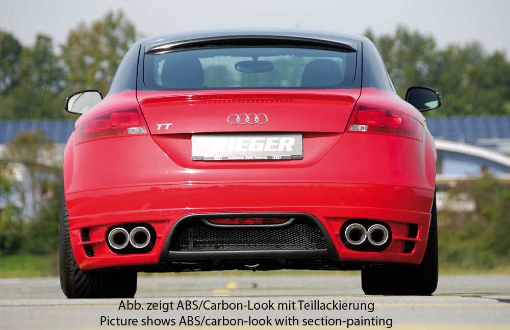 Audi TT (8J) Rieger Heckansatz  für Doppelendrohr li. u. re., ABS, Carbon-Look, für Fzg. ohne S-Line Exterieur, 
inkl. Alugitter, Gutachten, Montagezubehör