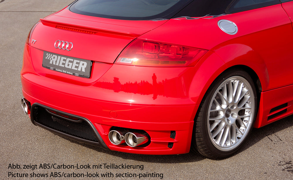 Audi TT (8J) Rieger Heckansatz  für Doppelendrohr li. u. re., ABS, Carbon-Look, für Fzg. ohne S-Line Exterieur, 
inkl. Alugitter, Gutachten, Montagezubehör
