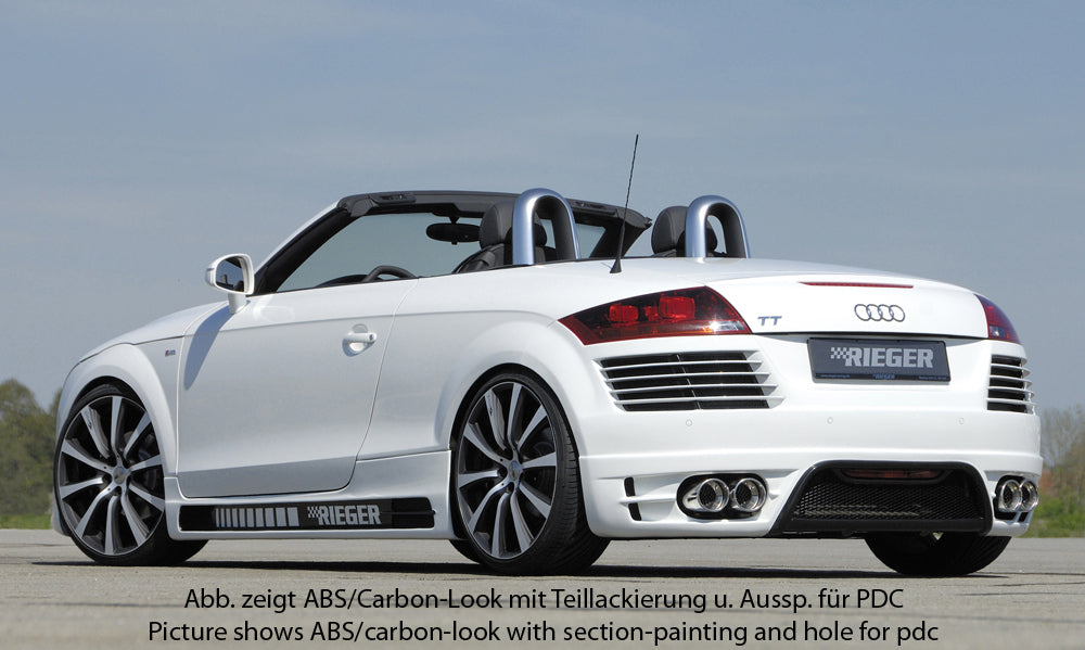 Audi TT (8J) Rieger Heckschürze    für Doppelendrohr li. u. re., ABS, Carbon-Look, für Fzg. mit S-Line Exterieur und ohne S-Line Exterieur, 
inkl. Alugitter, Montagezubehör