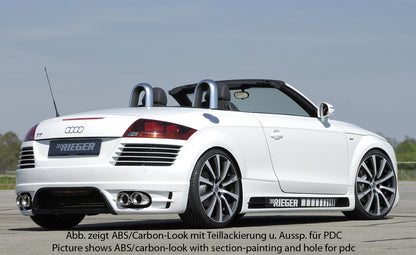 Audi TT (8J) Rieger Heckschürze    für Doppelendrohr li. u. re., ABS, Carbon-Look, für Fzg. mit S-Line Exterieur und ohne S-Line Exterieur, 
inkl. Alugitter, Montagezubehör
