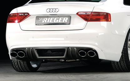 Audi A5 (B8/B81) Rieger Heckschürzenansatz  für Doppelendrohr li. u. re., (4x115x85mm oval), ABS, Carbon-Look, für Fzg. mit S-Line Exterieur, 
inkl. Montagezubehör, Alugitter, Gutachten
