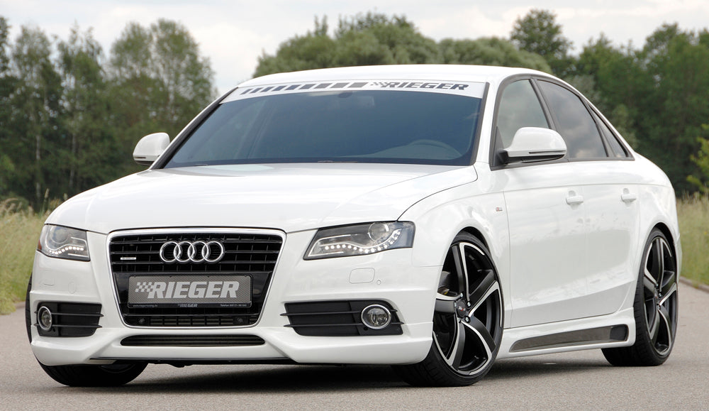 Audi A4 (B8/B81) Rieger Seitenschweller  rechts, mit Schacht, mit Ausschnitt, ABS, Carbon-Look, für Fzg. mit S-Line Exterieur und ohne S-Line Exterieur, 
inkl. Montagezubehör, Alugitter, Gutachten