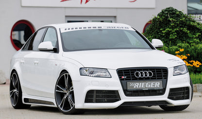 Audi A4 (B8/B81) Rieger Seitenschweller  rechts, mit Schacht, mit Ausschnitt, ABS, Carbon-Look, für Fzg. mit S-Line Exterieur und ohne S-Line Exterieur, 
inkl. Montagezubehör, Alugitter, Gutachten