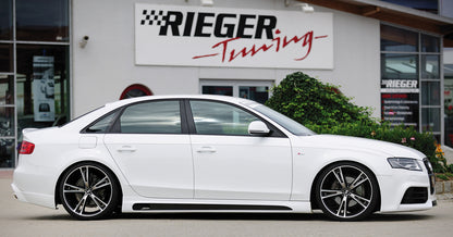 Audi A4 (B8/B81) Rieger Seitenschweller  rechts, mit Schacht, mit Ausschnitt, ABS, Carbon-Look, für Fzg. mit S-Line Exterieur und ohne S-Line Exterieur, 
inkl. Montagezubehör, Alugitter, Gutachten