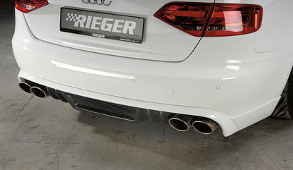 Audi A4 (B8/B81) Rieger Heckschürzenansatz  für Doppelendrohr li. u. re., (4x115x85mm oval), ABS, Carbon-Look, für Fzg. ohne S-Line Exterieur, 
inkl. Montagezubehör, Alugitter, Gutachten