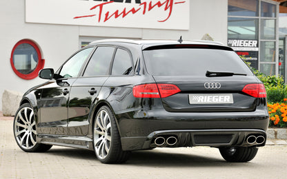 Audi A4 (B8/B81) Rieger Heckschürzenansatz  für Doppelendrohr li. u. re., (4x115x85mm oval), ABS, Carbon-Look, für Fzg. ohne S-Line Exterieur, 
inkl. Montagezubehör, Alugitter, Gutachten