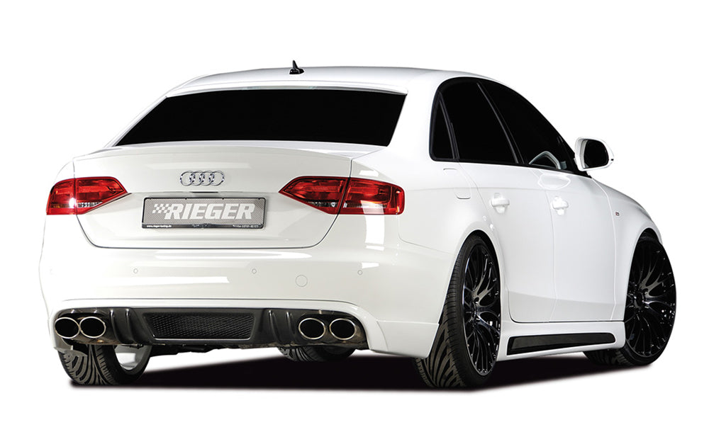 Audi A4 (B8/B81) Rieger Heckschürzenansatz  für Doppelendrohr li. u. re., (4x115x85mm oval), ABS, Carbon-Look, für Fzg. ohne S-Line Exterieur, 
inkl. Montagezubehör, Alugitter, Gutachten