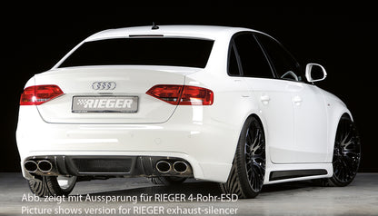 Audi A4 (B8/B81) Rieger Heckschürzenansatz  für orig. Doppelendrohr li, ABS, Carbon-Look, für Fzg. ohne S-Line Exterieur, 
inkl. Montagezubehör, Alugitter, Gutachten