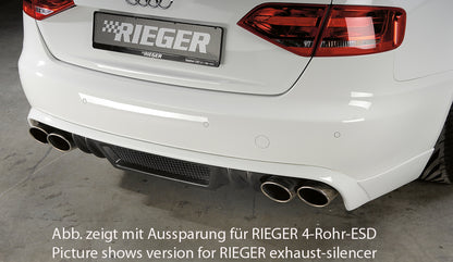 Audi A4 (B8/B81) Rieger Heckschürzenansatz  für orig. Doppelendrohr li, ABS, Carbon-Look, für Fzg. ohne S-Line Exterieur, 
inkl. Montagezubehör, Alugitter, Gutachten