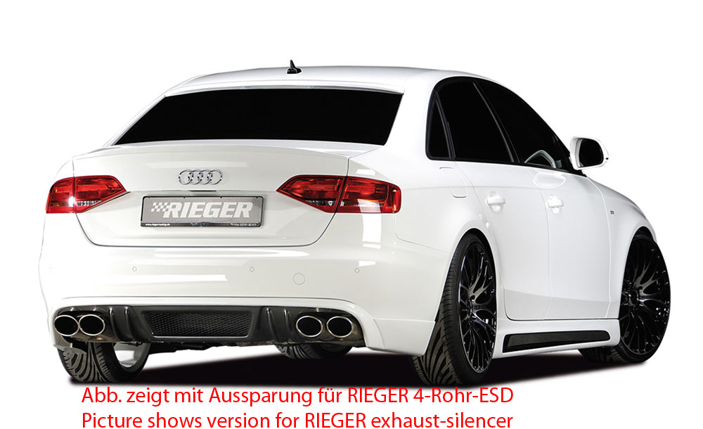 Audi A4 (B8/B81) Rieger Heckschürzenansatz  für orig. Doppelendrohr li, ABS, Carbon-Look, für Fzg. ohne S-Line Exterieur, 
inkl. Montagezubehör, Alugitter, Gutachten