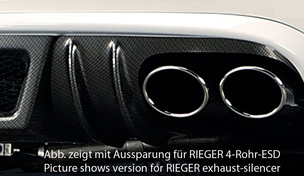Audi A5 (B8/B81) Rieger Heckschürzenansatz  für orig. Endrohr li., ABS, Carbon-Look, für Fzg. ohne S-Line Exterieur, 
inkl. Alugitter, Montagezubehör, Gutachten
