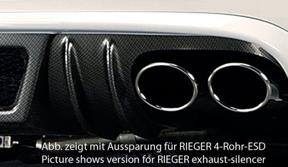 Audi A5 (B8/B81) Rieger Heckschürzenansatz  für orig. Endrohr li., ABS, Carbon-Look, für Fzg. ohne S-Line Exterieur, 
inkl. Alugitter, Montagezubehör, Gutachten