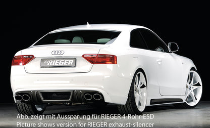 Audi A5 (B8/B81) Rieger Heckschürzenansatz  für orig. Endrohr li., ABS, Carbon-Look, für Fzg. mit S-Line Exterieur, 
inkl. Alugitter, Montagezubehör, Gutachten