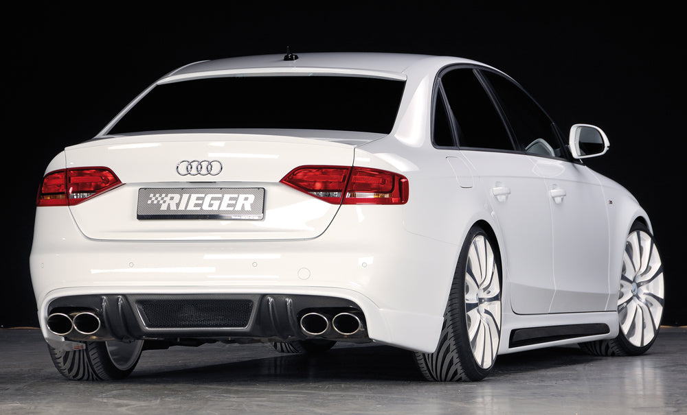 Audi A4 (B8/B81) Rieger Heckschürzenansatz  für Doppelendrohr li. u. re., (4x115x85mm oval), ABS, Carbon-Look, für Fzg. mit S-Line Exterieur, 
inkl. Alugitter, Montagezubehör, Gutachten