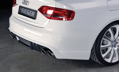 Audi A4 (B8/B81) Rieger Heckschürzenansatz  für Doppelendrohr li. u. re., (4x115x85mm oval), ABS, Carbon-Look, für Fzg. mit S-Line Exterieur, 
inkl. Alugitter, Montagezubehör, Gutachten