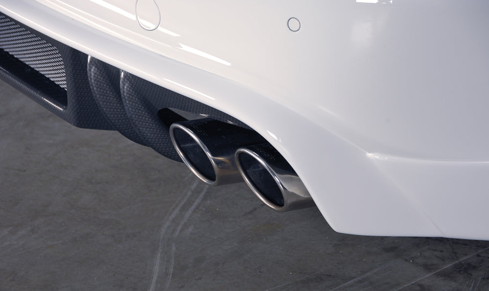 Audi A4 (B8/B81) Rieger Heckschürzenansatz  für Doppelendrohr li. u. re., (4x115x85mm oval), ABS, Carbon-Look, für Fzg. mit S-Line Exterieur, 
inkl. Alugitter, Montagezubehör, Gutachten