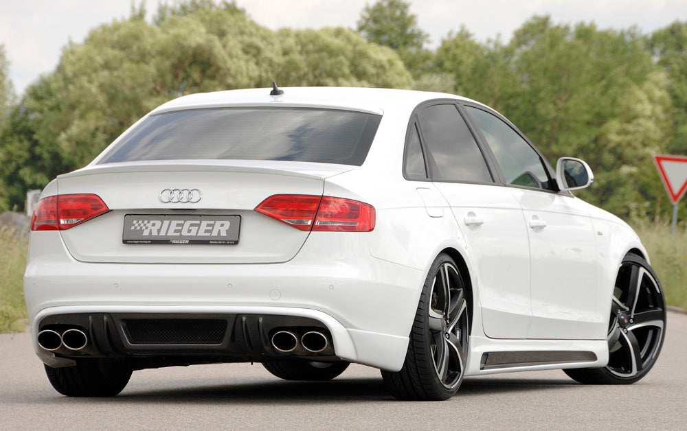 Audi A4 (B8/B81) Rieger Heckschürzenansatz  für Doppelendrohr li. u. re., (4x115x85mm oval), ABS, Carbon-Look, für Fzg. mit S-Line Exterieur, 
inkl. Alugitter, Montagezubehör, Gutachten