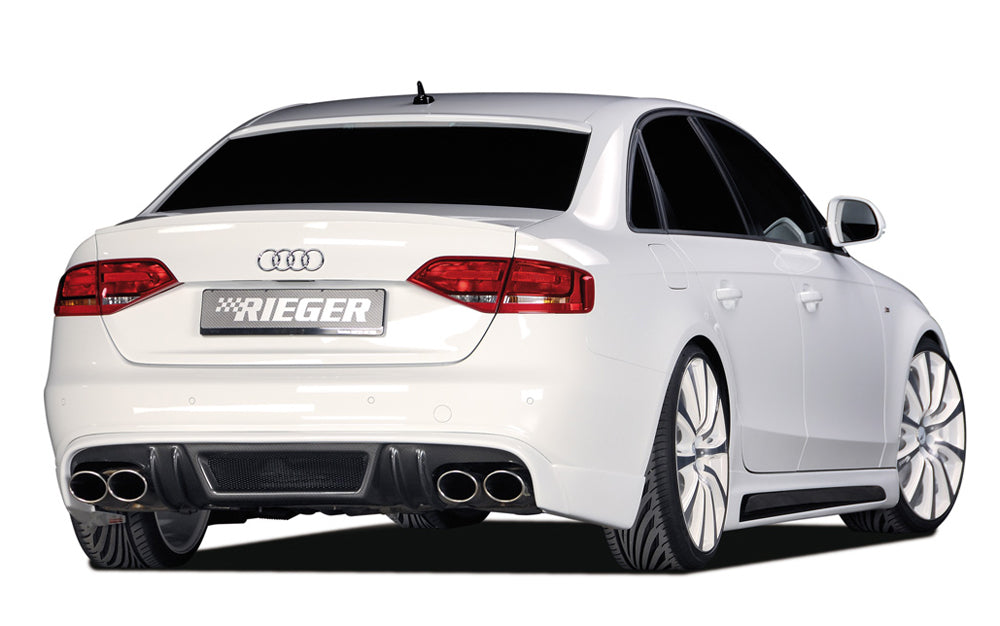 Audi A4 (B8/B81) Rieger Heckschürzenansatz  für Doppelendrohr li. u. re., (4x115x85mm oval), ABS, Carbon-Look, für Fzg. mit S-Line Exterieur, 
inkl. Alugitter, Montagezubehör, Gutachten
