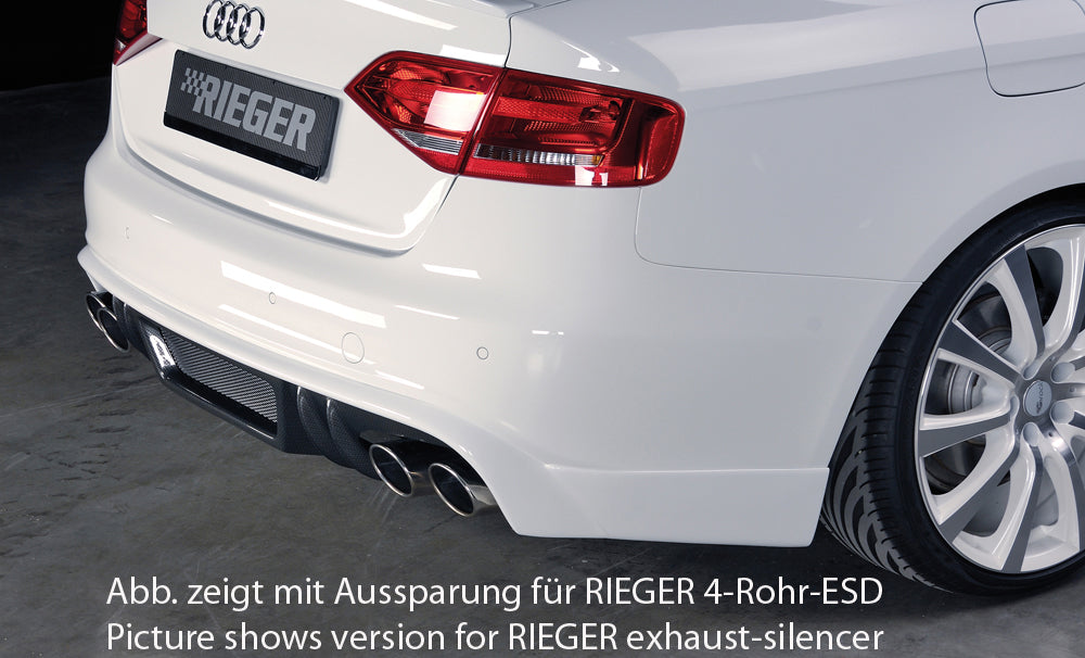 Audi A4 (B8/B81) Rieger Heckschürzenansatz  für Endrohr li. u. re., ABS, Carbon-Look, für Fzg. mit S-Line Exterieur, 
inkl. Alugitter, Montagezubehör, Gutachten