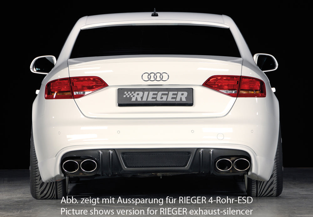 Audi A4 (B8/B81) Rieger Heckschürzenansatz  für Endrohr li. u. re., ABS, Carbon-Look, für Fzg. mit S-Line Exterieur, 
inkl. Alugitter, Montagezubehör, Gutachten