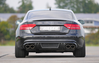 Audi A5 (B8/B81) Rieger Heckeinsatz  für Doppelendrohr li. u. re., (4x115x85mm oval), ABS, Carbon-Look, für Fzg. mit S-Line Exterieur, 
inkl. Montagezubehör, Alugitter, Gutachten