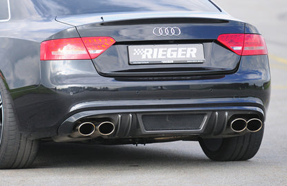 Audi A5 (B8/B81) Rieger Heckeinsatz  für Doppelendrohr li. u. re., (4x115x85mm oval), ABS, Carbon-Look, für Fzg. mit S-Line Exterieur, 
inkl. Montagezubehör, Alugitter, Gutachten