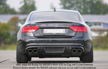 Audi A5 (B8/B81) Rieger Heckeinsatz  für orig. Endrohr li. u. re., ABS, Carbon-Look, für Fzg. ohne S-Line Exterieur, 
inkl. Alugitter, Montagezubehör, Gutachten
