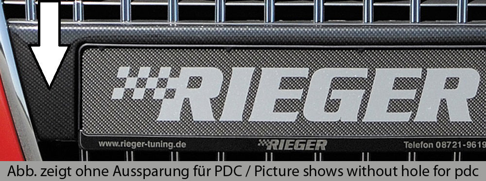 Audi A4 (8H) Rieger Kennzeichenauflage aus ABS/Carbon-Look für original Audi S-Grill (00211249) ABS, Carbon-Look, für Fzg. mit Einparkhilfe (PDC)