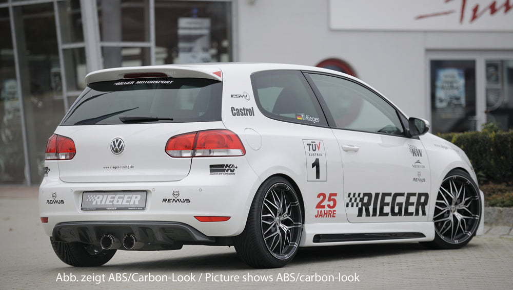 VW Golf 6 Rieger Heckeinsatz  für Doppelendrohr mittig, ABS, Carbon-Look, 
inkl. Montagezubehör, Gutachten