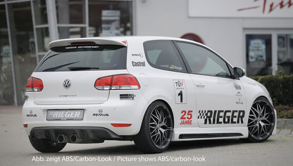 VW Golf 6 Rieger Heckeinsatz  für Doppelendrohr mittig, ABS, Carbon-Look, 
inkl. Montagezubehör, Gutachten