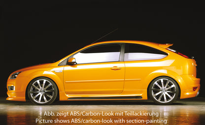 Ford Focus 2 Rieger Seitenschweller  links, mit Schacht, mit Ausschnitt, ABS, Carbon-Look, 
inkl. Alugitter, Montagezubehör, Gutachten