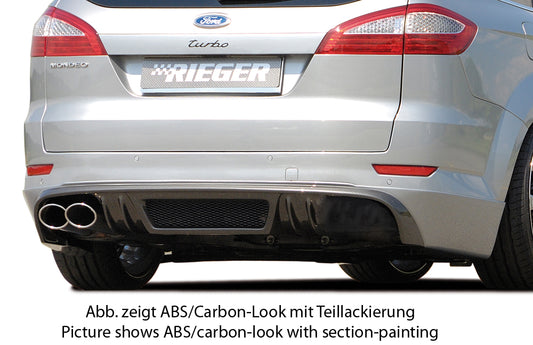 Ford Mondeo (BA7) Rieger Heckschürzenansatz SG-Design  für Doppelendrohr li., ABS, Carbon-Look, 
inkl. Montagezubehör, Alugitter