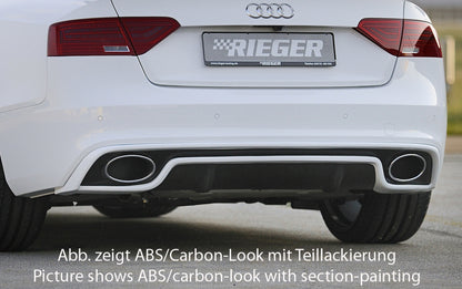 Audi A5 (B8/B81) Rieger Heckeinsatz  für Endrohrblende li. u. re. (185x120mm oval), ABS, Carbon-Look, für Fzg. mit S-Line Exterieur, 
inkl. Montagezubehör, Gutachten