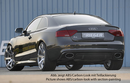 Audi A5 (B8/B81) Rieger Heckeinsatz  für Endrohrblende li. u. re. (185x120mm oval), ABS, Carbon-Look, für Fzg. mit S-Line Exterieur, 
inkl. Montagezubehör, Gutachten