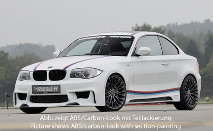 BMW 1er E81  (187/1K2/1K4) Rieger Seitenschweller    links, mit Schacht, mit Ausschnitt, ABS, Carbon-Look, 
inkl. Montagezubehör, Alugitter, Gutachten