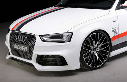 Audi A4 (B8/B81) Rieger Spoilerschwert für Spoilerstoßstange 55540/1/2/3/4/5/6/7 mittig, für Spoilerstoßstange, ABS, Carbon-Look, für Fzg. mit S-Line Exterieur und ohne S-Line Exterieur, 
inkl. Montagezubehör, ABE