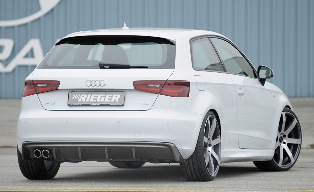 Audi A3 (8V) Rieger Heckeinsatz  für Doppelendrohr li., ABS, Carbon-Look, für Fzg. ohne S-Line Exterieur, 
inkl. Montagezubehör, Gutachten
