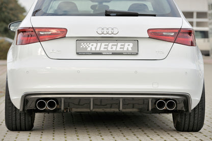 Audi A3 (8V) Rieger Heckeinsatz  für Doppelendrohr li. u. re., ABS, Carbon-Look, für Fzg. ohne S-Line Exterieur, 
inkl. Montagezubehör, Gutachten