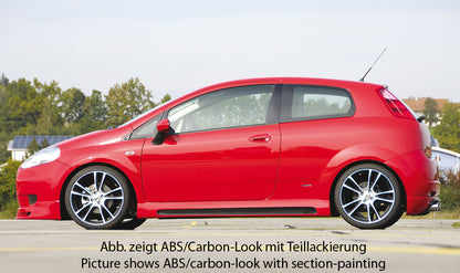 Fiat Grande Punto (199) Rieger Seitenschweller    rechts, mit Schacht, mit Ausschnitt, ABS, Carbon-Look, 
inkl. Alugitter, Montagezubehör, Gutachten