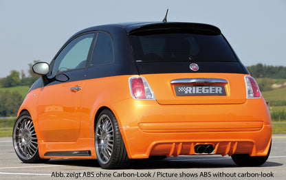 Fiat 500 (312) Rieger Heckschürzenansatz  für Doppelendrohr mittig, ABS, Carbon-Look, 
inkl. Montagezubehör, Gutachten