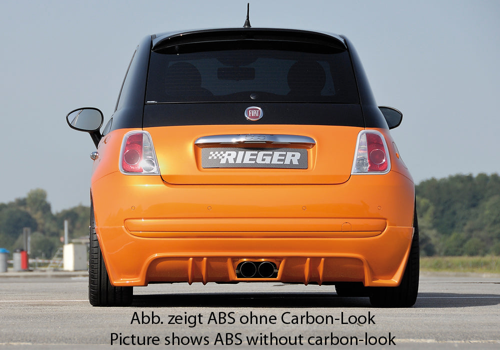 Fiat 500 (312) Rieger Heckschürzenansatz  für Doppelendrohr mittig, ABS, Carbon-Look, 
inkl. Montagezubehör, Gutachten