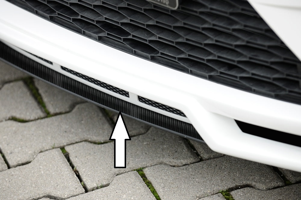 Seat Leon Cupra (5F) Rieger Spoilerschwert für Spoilerlippe 27000 mittig, für Spoilerlippe, ABS, Carbon-Look, 
inkl. Montagezubehör, ABE