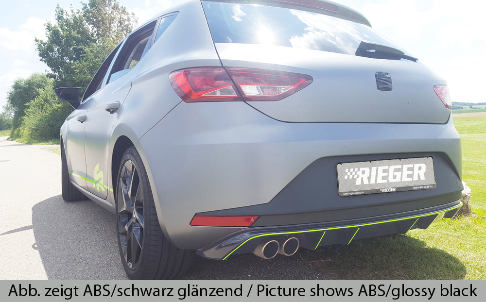 Seat Leon FR (5F) Rieger Heckeinsatz  für Doppelendrohr li., ABS, Carbon-Look, 
inkl. Montagezubehör, Gutachten