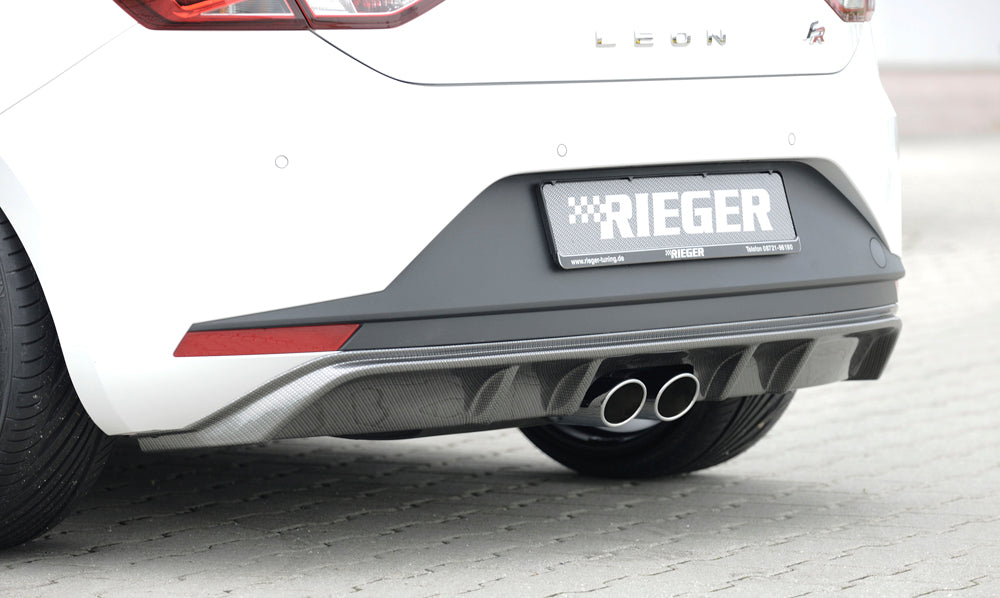 Seat Leon FR (5F) Rieger Heckeinsatz  für Doppelendrohr mittig, ABS, Carbon-Look, 
inkl. Montagezubehör, Gutachten