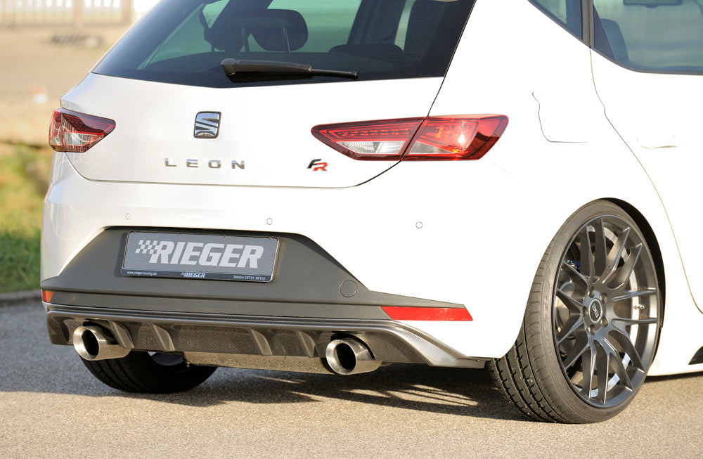 Seat Leon FR (5F) Rieger Heckeinsatz  für Sportendrohr li. u. re., (100mm ø), ABS, Carbon-Look, 
inkl. Montagezubehör, Gutachten